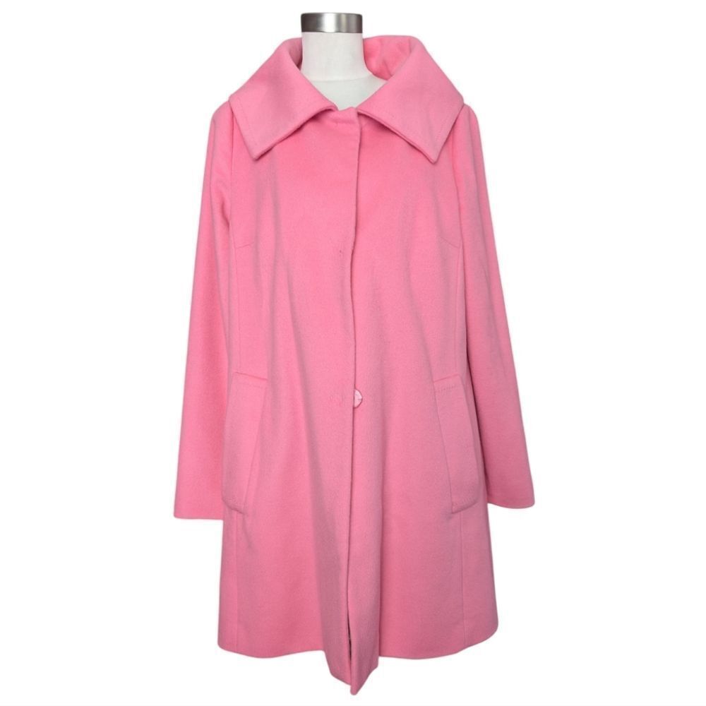 Pink Tartan Cotton Candy Pink Cashmere Wool Coat L - Picture 3 of 16
